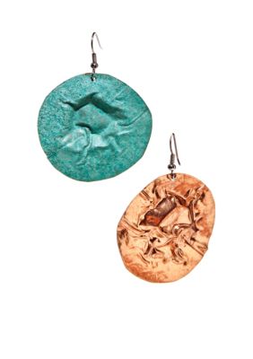 aakofii Handcrafted Copper Patina Earrings