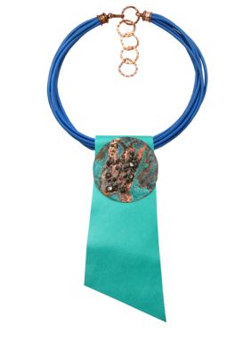 aakofii Handcrafted Pyrite Copper & Leather Necklace