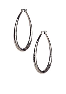 ABS by Allen Schwartz Texture Oval Hoop Earrings