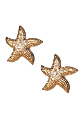ABS by Allen Schwartz Pave Starfish Button Earrings