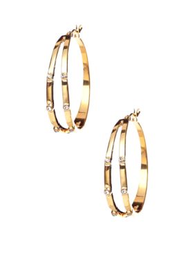 ABS by Allen Schwartz Stone Set Hoop Earrings