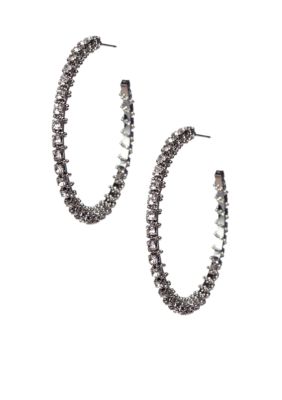 ABS by Allen Schwartz Rhinestone Chain Wrap Hoop Earrings