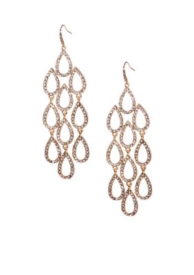 ABS by Allen Schwartz Gold Tone Crystal Chandelier Earrings