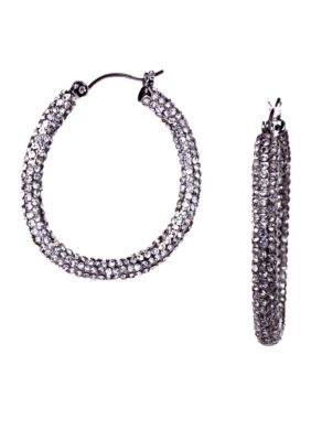 ABS by Allen Schwartz Pave Hoop Earrings