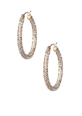 ABS by Allen Schwartz Oval Pave Hoop Earrings