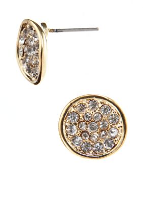 ABS by Allen Schwartz Gold Crystal Stud Earrings