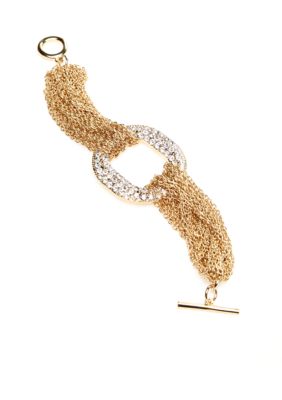 ABS by Allen Schwartz Multi Row Chain with Pave Station Bracelet