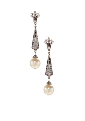 Ben-Amun Deco And Pearl Drop Earrings