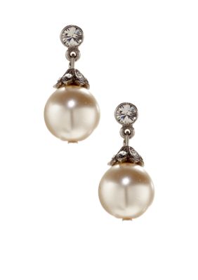 Ben-Amun Simple Pearl Drop Earrings