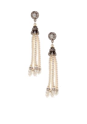 Ben-Amun Pearl Tassel Earrings 