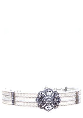 Ben-Amun Crystal And Pearl Choker Necklace