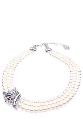 Ben-Amun Three Row Pearl Necklace 