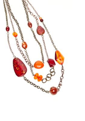 New Directions Long Three Row Lava Necklace
