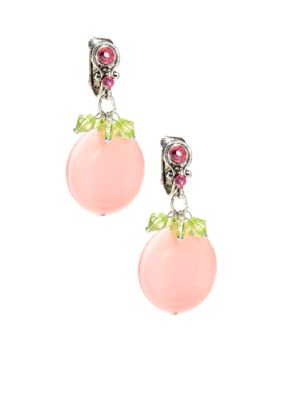 New Directions Strawberry Lime Disc Drop Clip Earrings