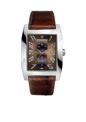 GUESS Men's Brown Leather Multifunction Watch