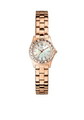 GUESS Women's Petite Rose Gold Tone Bracelet Watch