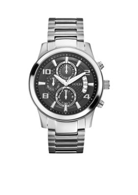 GUESS Men's Chronograph Silver Tone Steel Bracelet Watch