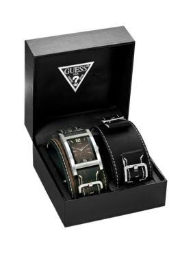 GUESS Men's Buckled Cuff Interchangeable Leather Strap Set