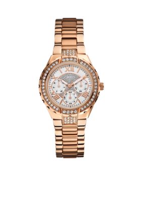 GUESS Women's Mid-Size Rose Gold Tone Multi-Function Watch