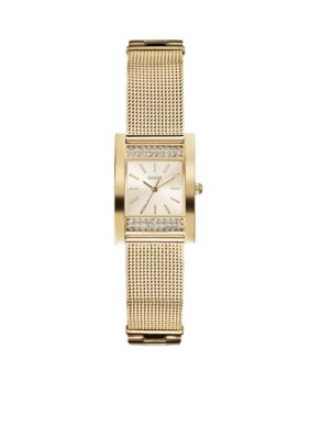 GUESS Women's Gold Tone Steel Mesh Bracelet Watch<br>