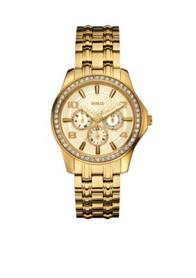 GUESS Women's Gold Tone Multi-Function Steel Bracelet Watch