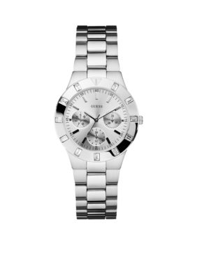 GUESS Women's Silver-Tone Multi-Function Watch