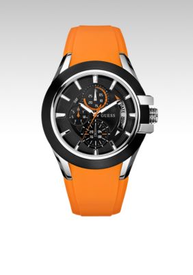 GUESS Men's Orange Silicone Strap Sport Watch