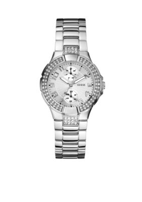 GUESS Women's Silver Tone Multi-Function Watch