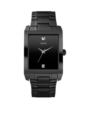 GUESS Men's Diamond Black Ionic Plated Steel Watch