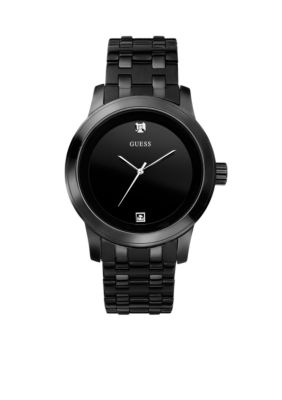 GUESS Men's Diamond Black Ionic Plated Steel Watch