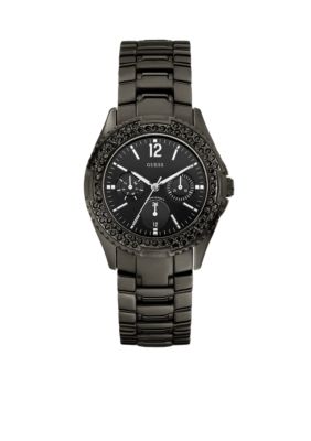 GUESS Women's Black Ionic Plated Watch
