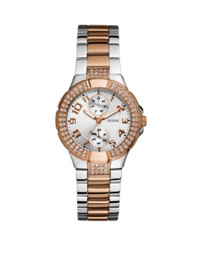 GUESS Women's Rose Gold Tone And Steel Bracelet Watch