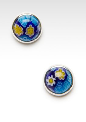 Belk Silverworks Blue Murano Inlay Earrings