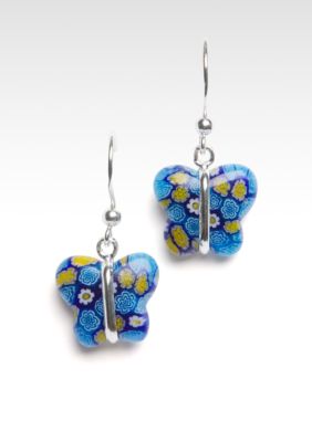 Belk Silverworks Blue Murano Butterfly Earring