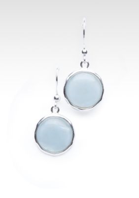 Belk Silverworks 12MM Round Blue Mother of Pearl Cracked Shell Earrings