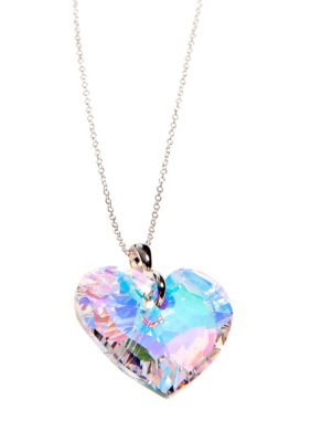 Belk Silverworks Clear Aurora Borealis Swarovski Heart Pendant