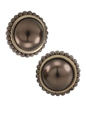 Carolee Sable Pearl Clip Button Earrings