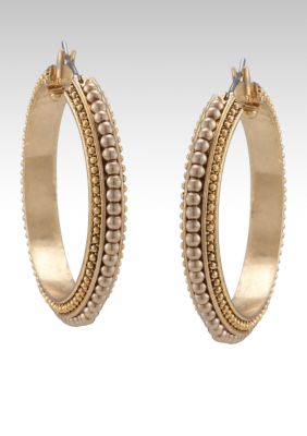 Carolee Good As Gold Pearl Hoop Earring