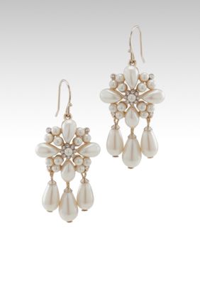 Carolee Cluster Pearl Small Chandelier Earring