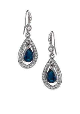 Carolee Simply Blue Crystal Teardrop Pierced Earrings