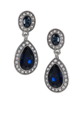 Carolee Simply Blue Pave Double Drop Earrings