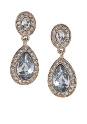 Carolee Champagne Toast Pave Stone Double Drop Earring
