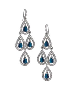 Carolee Simply Blue Crystal Chandelier Pierced Earrings 