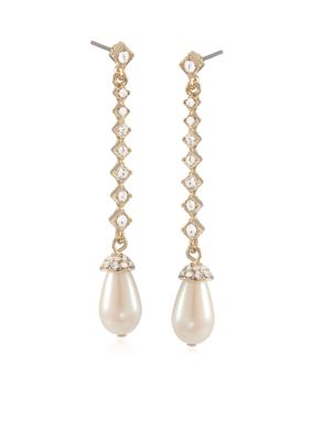 Carolee Gold Medalist Linear Drop Pierced Earrings