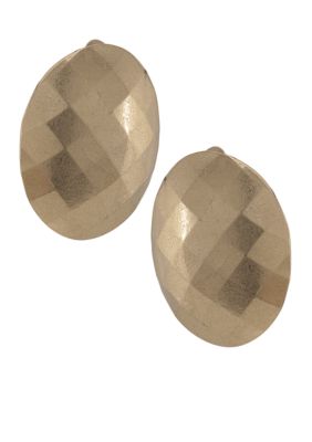 Carolee Satin Gold Clip Button Earrings