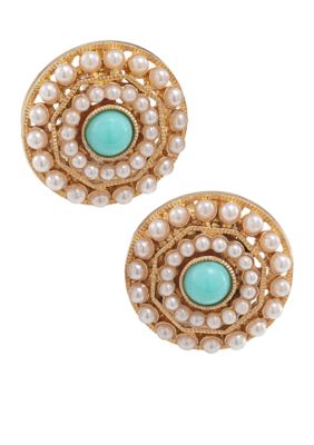 Carolee Blue Skies Button Clip Earrings 