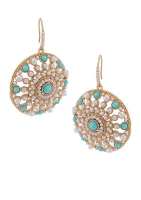 Carolee Blue Skies Large Circle Drop Pierced Earrings