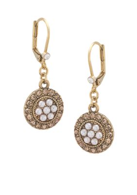 Carolee In Bloom Round Flower Drop Pierced Earrings