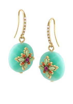 Carolee The Bright Side Round Stone Drop Pierced Earrings