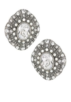 Carolee Ladylike Beauty Oval Button Clip Earrings<br>